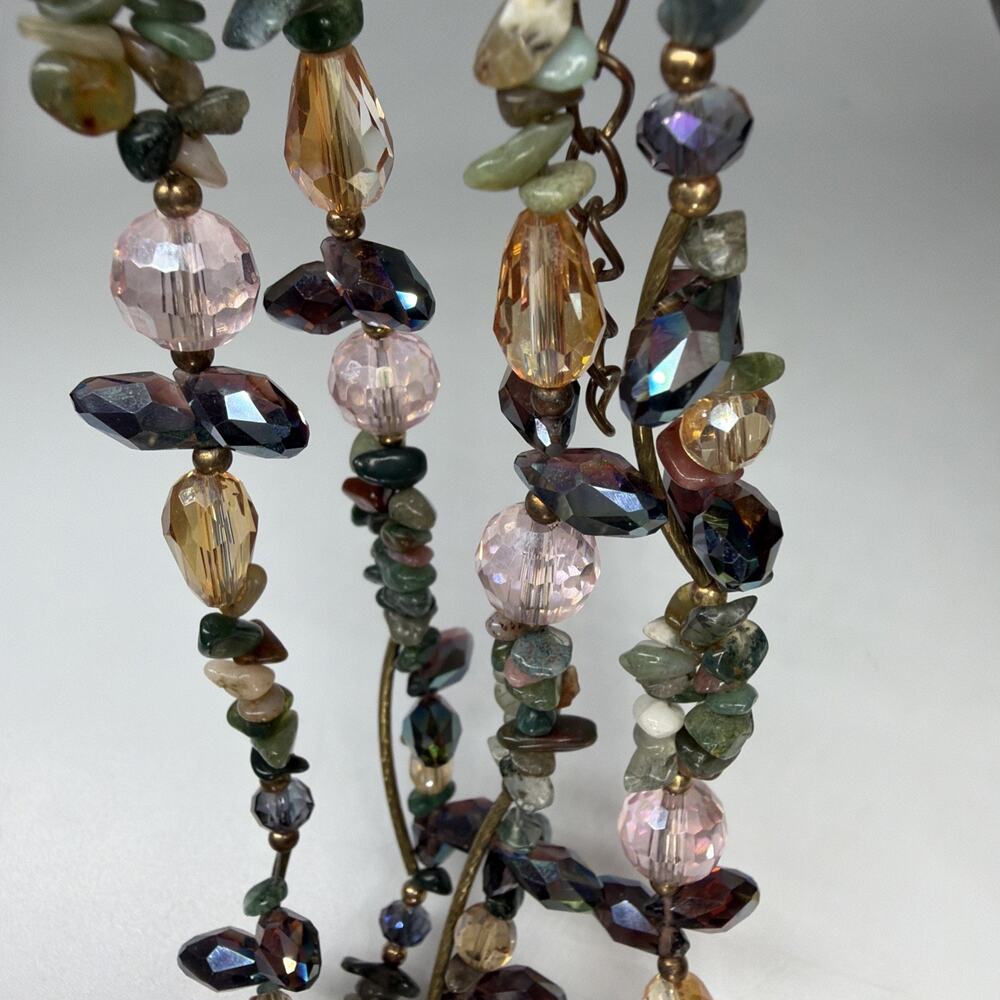 Gemstone Chip Crystal Beaded Necklace Fairycore Whimsigoth Botanical Statement